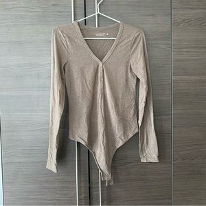 Abercrombie & Fitch Taupe Button Down Bodysuit
